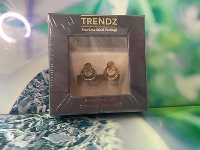 Ohrringe Gold Kreis mit Swarovski Kristallen Edelstahl Schmuck Neu OVP